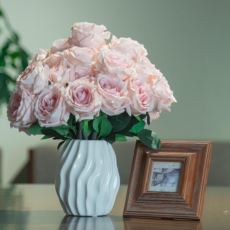 台灣現貨 快速出貨 假花絹花 婚宴婚禮布置玫瑰花牆 玫瑰花 仿真花玫瑰 婚慶假花 家居裝飾  花莖 葉子 人造花材-細節圖2