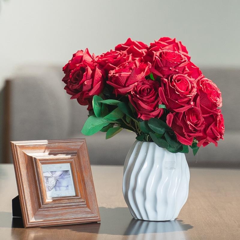 台灣現貨 快速出貨 假花絹花 婚宴婚禮布置玫瑰花牆 玫瑰花 仿真花玫瑰 婚慶假花 家居裝飾  花莖 葉子 人造花材-細節圖3