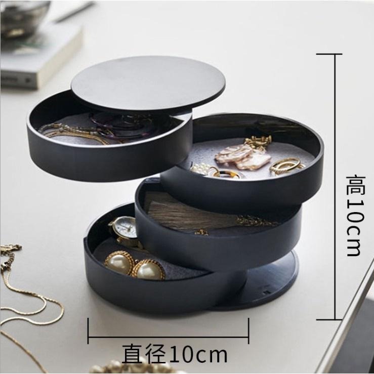 台灣現貨 珠寶首飾收納 耳釘耳環收納 雜物盒北歐清新風圓形置物架 髮圈 旋轉收360度可旋轉首飾品收納盒 飾品收納盒-細節圖6