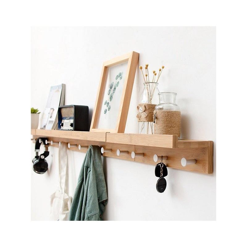 現貨在台 創意一字隔板擱板壁掛牆上竹製掛鉤置物架牆壁層板架 置物架+隔板+掛牆 無限創意 多種掛法 節省空間-細節圖4