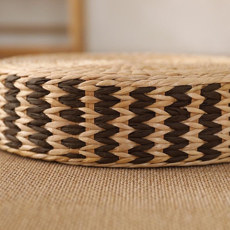 台灣現貨 坐墊冥想墊蒲團 居家擺件凳子冥想墩子 茶几墊野餐坐墊 質感坐墊 蒲草編製 加厚圓形坐墩坐墊 休閒民宿裝飾禪坐-細節圖2