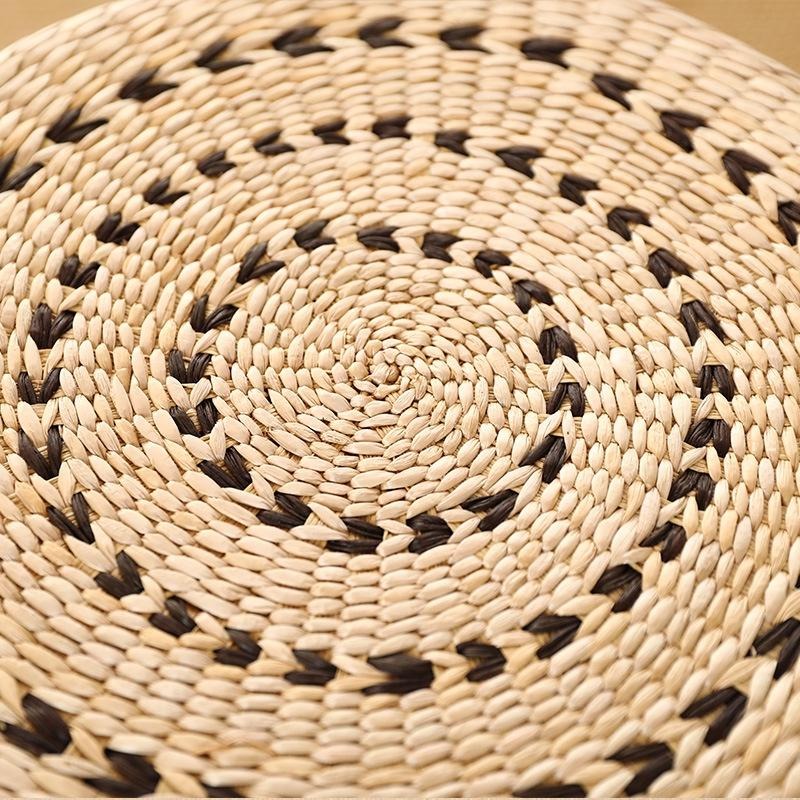 台灣現貨 坐墊冥想墊蒲團 居家擺件凳子冥想墩子 茶几墊野餐坐墊 質感坐墊 蒲草編製 加厚圓形坐墩坐墊 休閒民宿裝飾禪坐-細節圖5