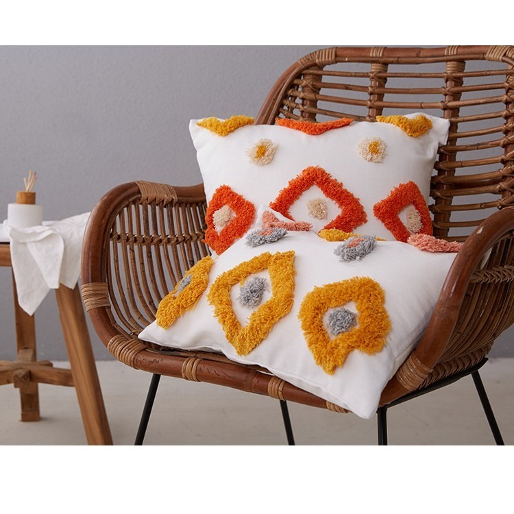 台灣現貨 靠枕 床頭靠墊套方形枕頭立體毛巾繡靠枕套日式簡約 沙發 抱枕靠墊波摩洛哥風 超多種類 枕頭 沙發抱枕套-細節圖7