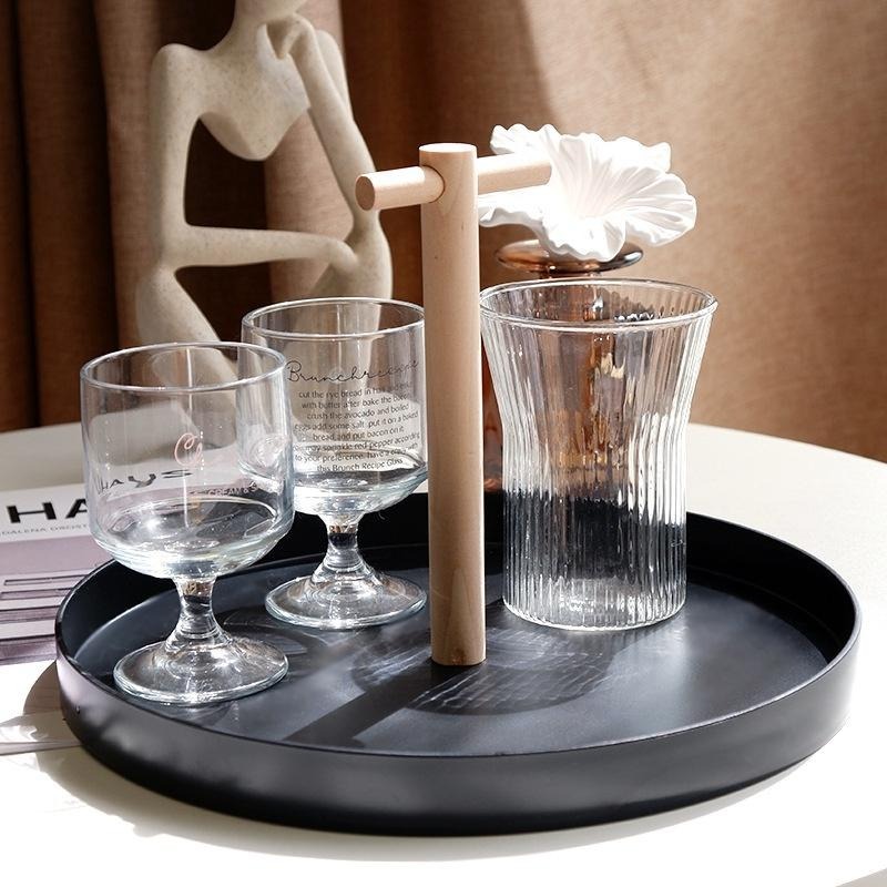 台灣現貨 客廳 玄關 雜物 小物件 桌面 收納盤 儲物盤 北歐風 簡約現木 圓形實木 手提托盤 展示盤 飾品放置-細節圖3