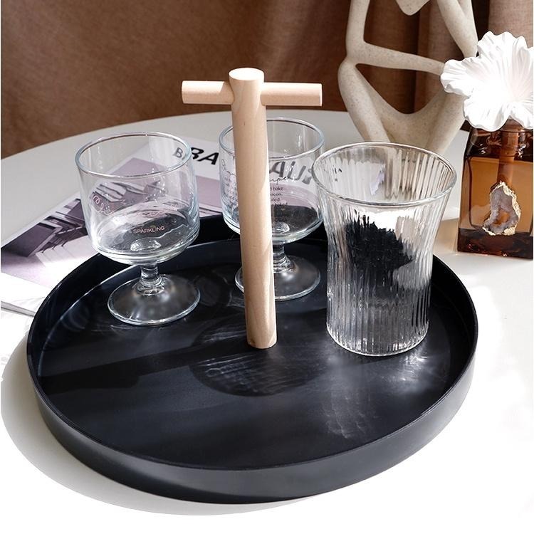 台灣現貨 客廳 玄關 雜物 小物件 桌面 收納盤 儲物盤 北歐風 簡約現木 圓形實木 手提托盤 展示盤 飾品放置-細節圖9