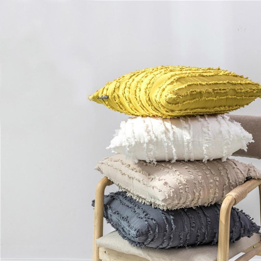 台灣現貨 快速出貨  簇絨幾何流蘇 印度民宿抱枕靠枕簡約新款床上 波西米亞風棉麻抱枕套 抱枕 流蘇沙發靠枕 摩洛哥風-細節圖2