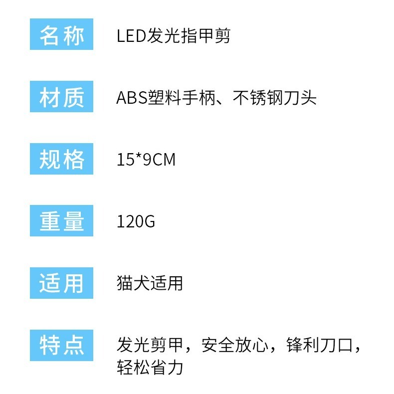 台灣出貨 LED寵物指甲剪刀 放大寵物剪 寵物貓犬指甲鉗 LED指甲剪 寵物安全剪 寵物磨甲 狗狗指甲刀-細節圖8