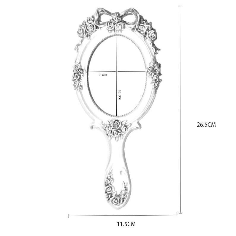 在臺出貨 復古風 手持美鏡 歐式便攜手柄化妝鏡學生鏡復古化妝鏡公主鏡美容院化妝鏡子 復古鏡古典化妝鏡手持多用手把鏡子-細節圖6