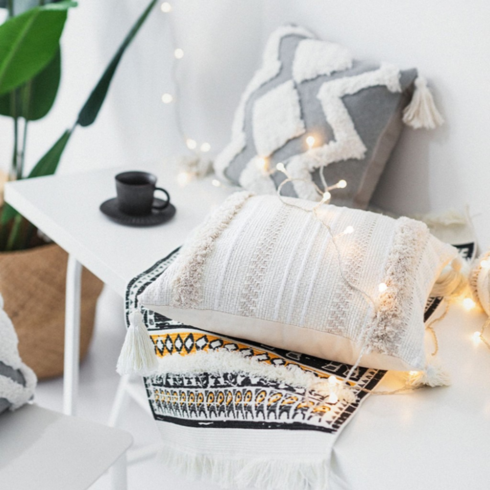 台灣出貨現貨 北歐ins棉麻 摩洛哥風 波西米亞抱枕立體流蘇 日式簡約沙發抱枕靠墊 北歐汽車靠墊沙發靠枕汽車午抱枕-細節圖2