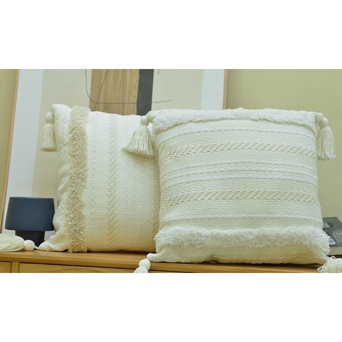 台灣出貨現貨 北歐ins棉麻 摩洛哥風 波西米亞抱枕立體流蘇 日式簡約沙發抱枕靠墊 北歐汽車靠墊沙發靠枕汽車午抱枕-細節圖3