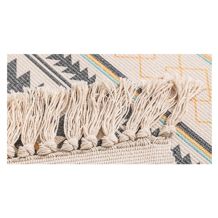 在台出貨 流蘇設計 摩洛哥風格 波西米亞 北歐棉麻編織 地毯 客廳臥室 輕奢 波西米亞 麻布地墊茶几毯-細節圖2