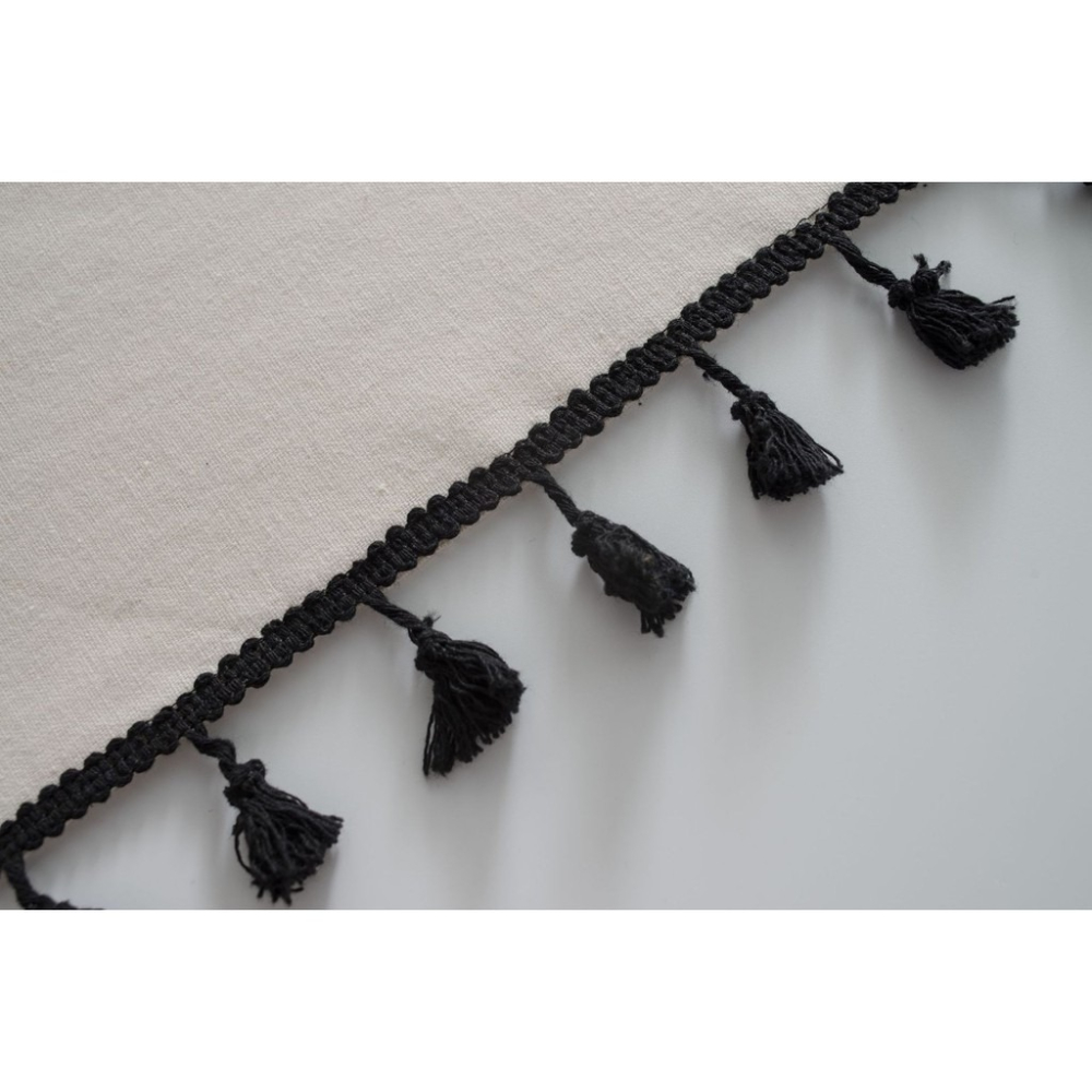 台灣出貨 波西米亞風窗簾棉麻半遮光美式鄉村客廳書房流蘇窗簾北歐黑白簡約 北歐風飄窗簾隔斷簾 掛鉤式 穿桿式 打孔式-細節圖7