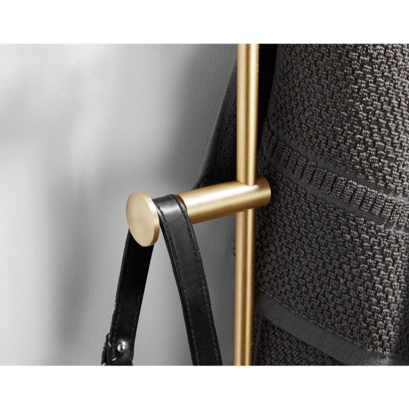 台灣出貨 北歐拉絲黃銅毛巾桿壁掛牆上臥室玄關衣帽架金色衣服掛鈎掛衣架 A565-細節圖3