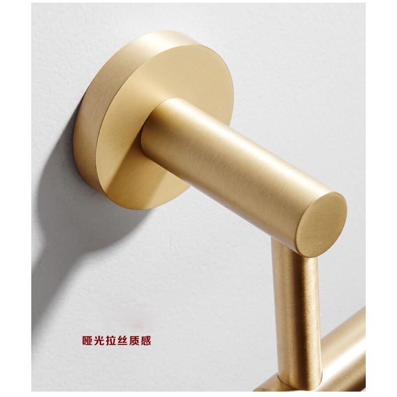 台灣出貨 北歐拉絲黃銅毛巾桿壁掛牆上臥室玄關衣帽架金色衣服掛鈎掛衣架 A565-細節圖5