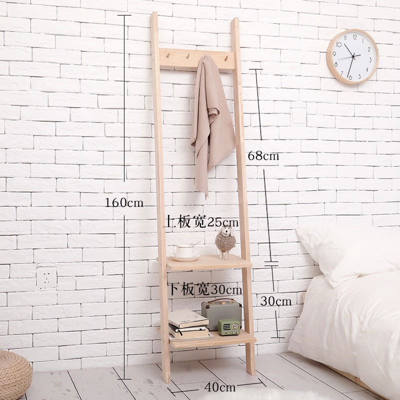 網紅款創意落地衣帽架隔板收納架實木客廳臥室床頭掛衣架 落地臥室實木衣帽架家用大衣服架多功能置物架房間掛衣架A570-細節圖2