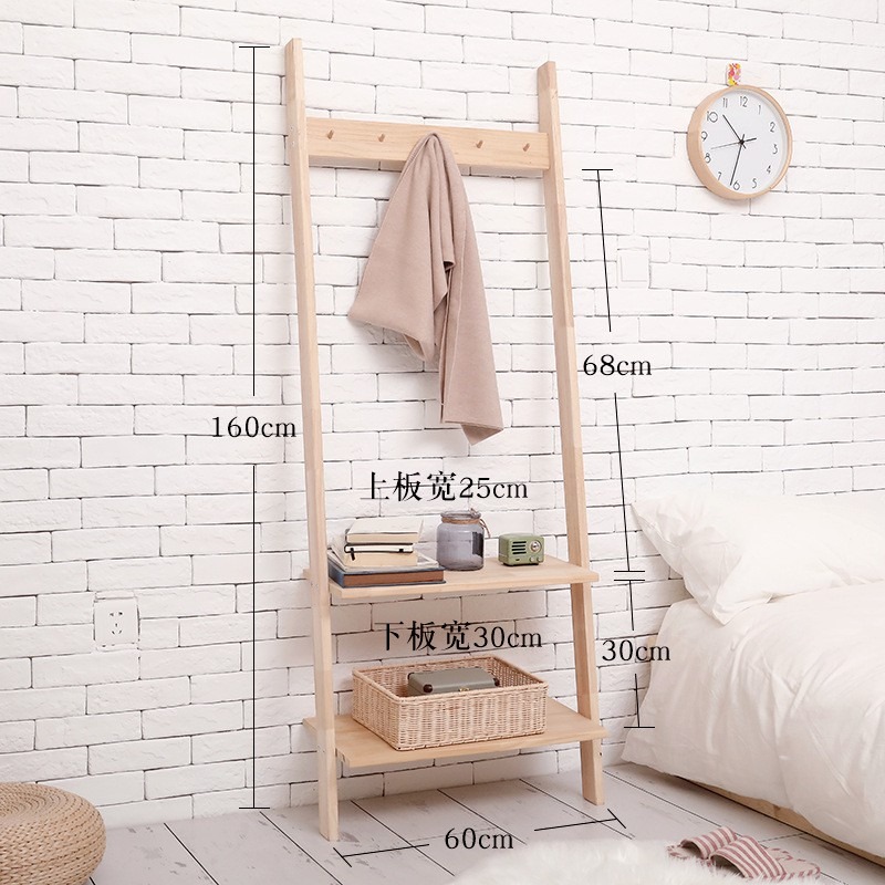 網紅款創意落地衣帽架隔板收納架實木客廳臥室床頭掛衣架 落地臥室實木衣帽架家用大衣服架多功能置物架房間掛衣架A570-細節圖3