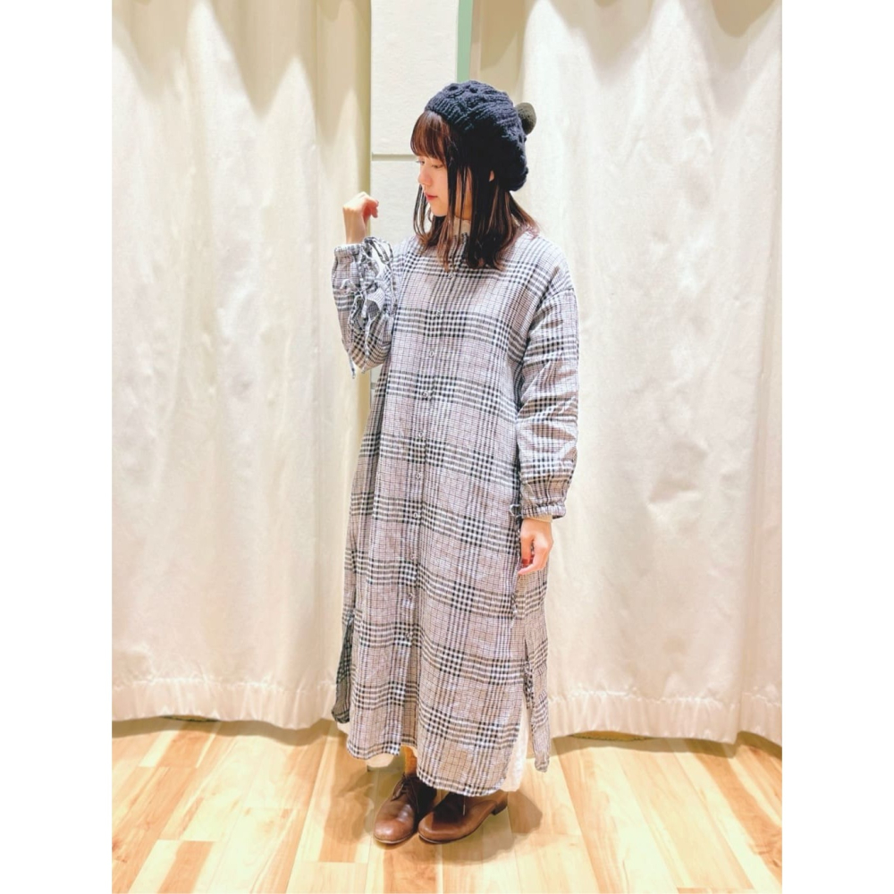 Samansa Mos2 【WaterlessLinen】麻料格紋綁帶前後兩穿圓領襯衫洋裝 現貨 特價 出清 日本代購-細節圖6