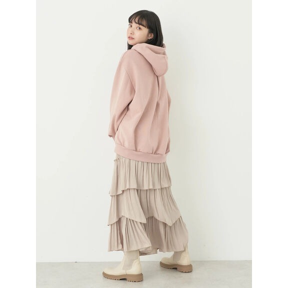 現貨 連帽拉繩內刷毛上衣 earth music&ecology  粉紅色 日本代購 日貨 帽T-細節圖2