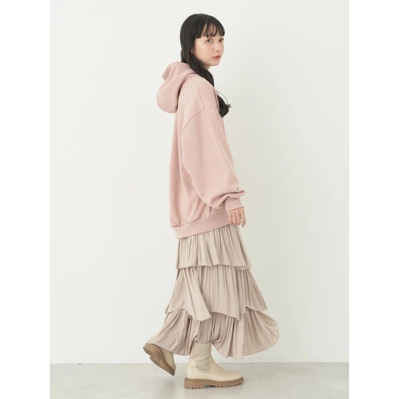 現貨 連帽拉繩內刷毛上衣 earth music&ecology  粉紅色 日本代購 日貨 帽T-細節圖3