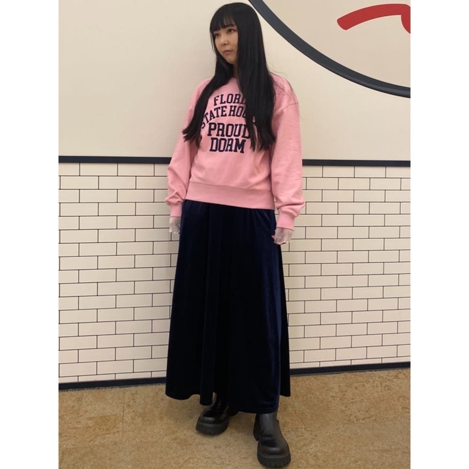 現貨  RCWB 深藍色 光澤絨布鬆緊腰長裙 RODEO CROWNS WIDE BOWL 日貨 日本代購 特價 出清-細節圖3