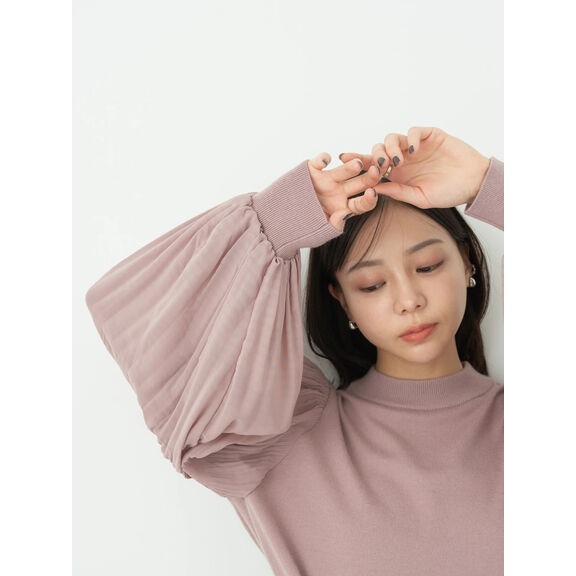 現貨 earth music&ecology 深粉色針織拼接袖子上衣 特價 出清 日本代購 代購 日本連線 日貨-細節圖2