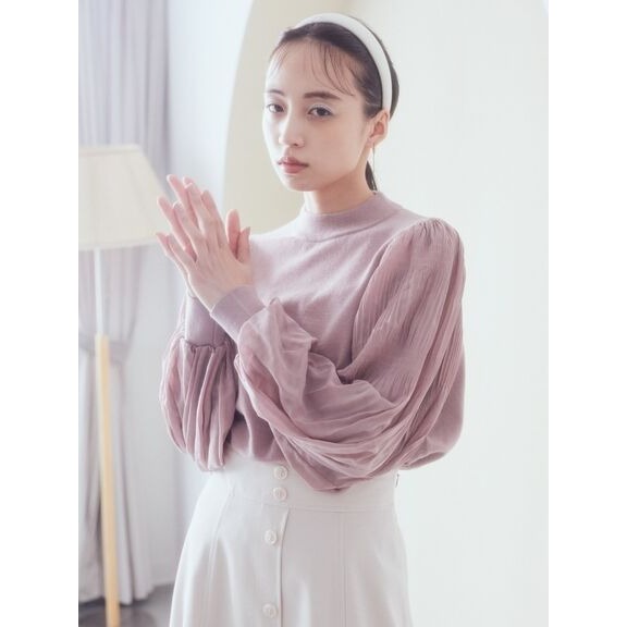 現貨 earth music&ecology 深粉色針織拼接袖子上衣 特價 出清 日本代購 代購 日本連線 日貨-細節圖3