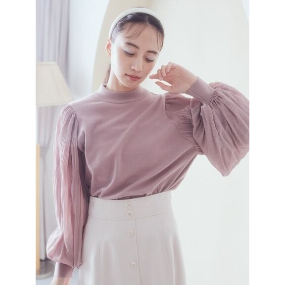 現貨 earth music&ecology 深粉色針織拼接袖子上衣 特價 出清 日本代購 代購 日本連線 日貨-細節圖4