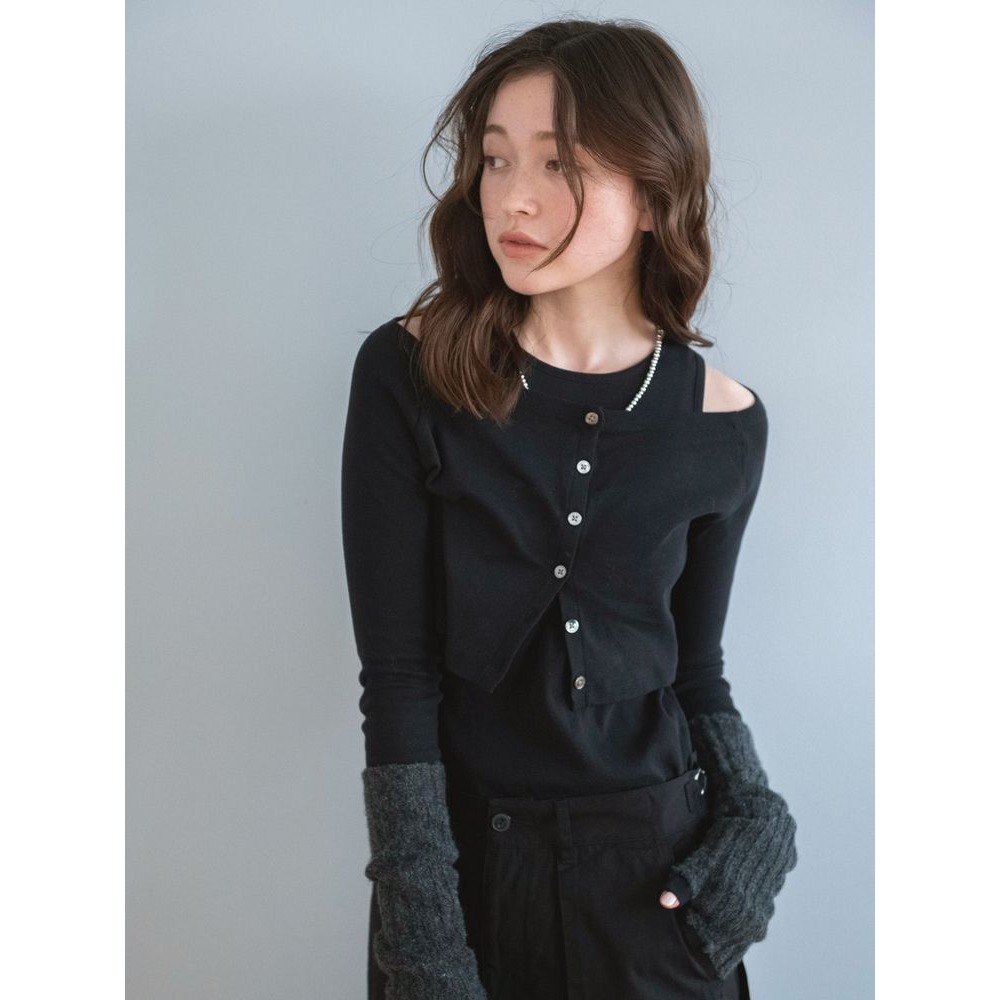 現貨 Ungrid 兩件組 棉質背心上衣 短版V領外套 日貨 日本代購 特價 絕版 代購 日本連線 純棉-細節圖4