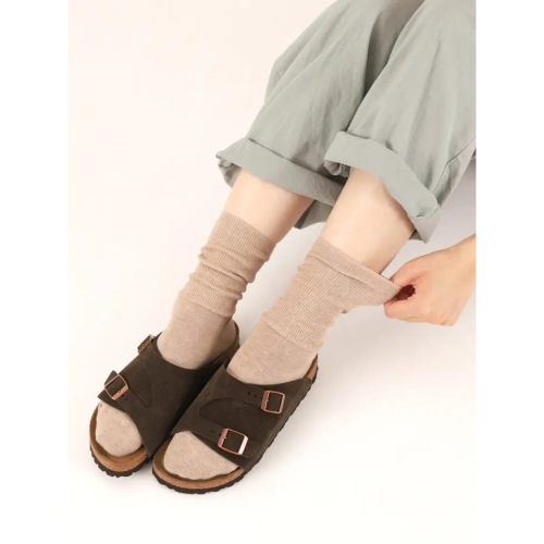 現貨 靴下屋 日本製 鬆緊開口寬鬆羅紋純色襪子 黑色 棕色 22.5-24.5cm