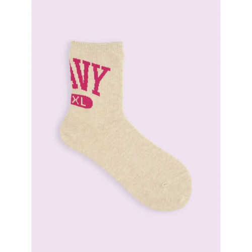 現貨 靴下屋 日本製 大學感文字米色 襪子 22.5-24.5cm