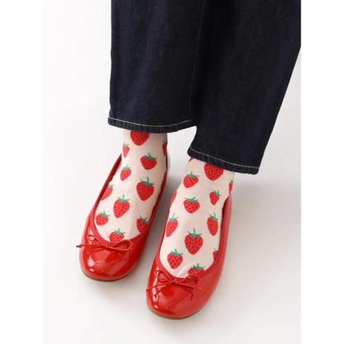 現貨 靴下屋 日本製 草莓紗布質感襪子 22.5-24.5cm
