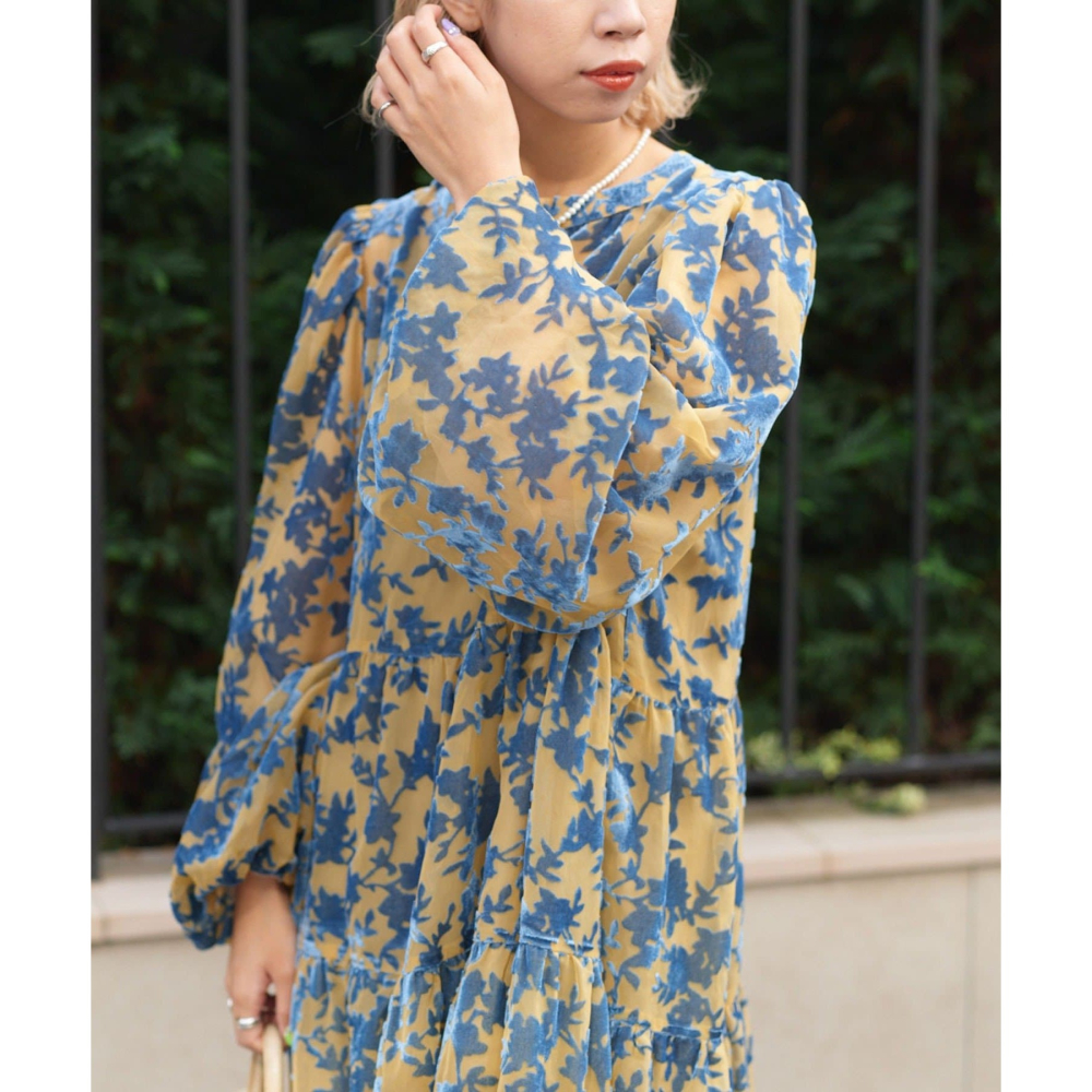 CIAOPANIC 絨布 花朵 洋裝  含內襯可拆 現貨 特價 出清 日本代購 日本連線 代購 日本 高單價-細節圖2