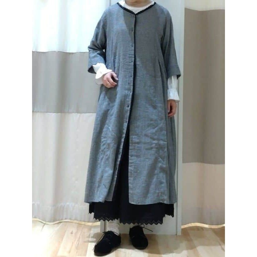 Samansa Mos2 現貨 特價 出清 蕾絲滾邊格紋V領洋裝 日本代購 代購 SM2-細節圖2