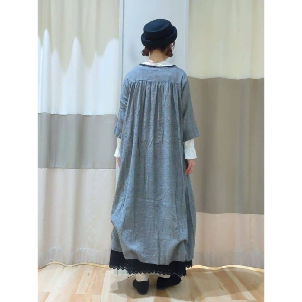 Samansa Mos2 現貨 特價 出清 蕾絲滾邊格紋V領洋裝 日本代購 代購 SM2-細節圖3