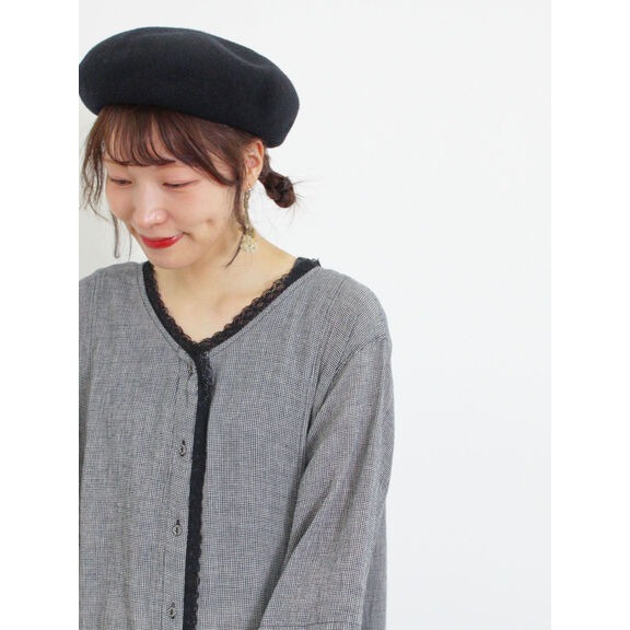 Samansa Mos2 現貨 特價 出清 蕾絲滾邊格紋V領洋裝 日本代購 代購 SM2-細節圖4