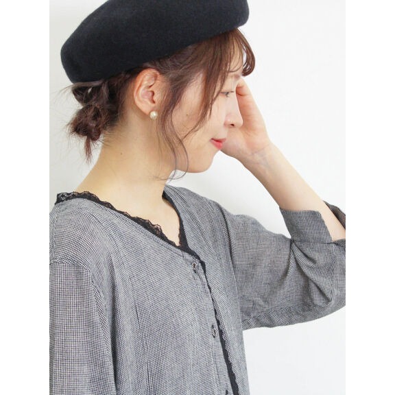 Samansa Mos2 現貨 特價 出清 蕾絲滾邊格紋V領洋裝 日本代購 代購 SM2-細節圖5