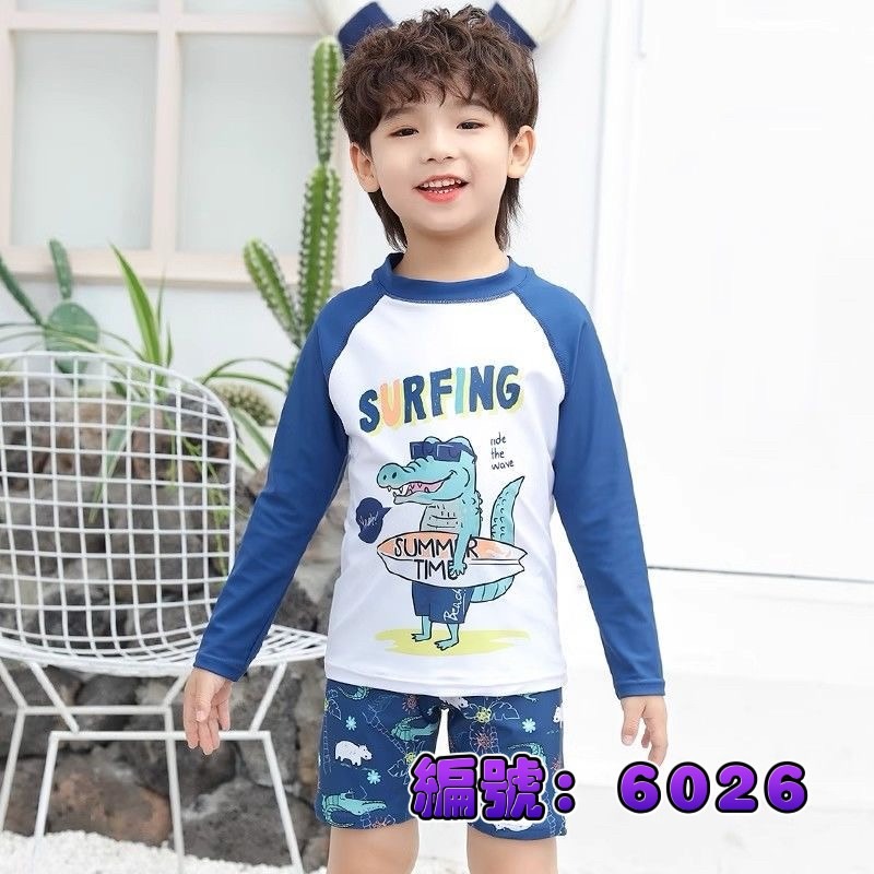 預購.男童款 長袖速乾分體泳裝 -帶泳帽-規格圖6