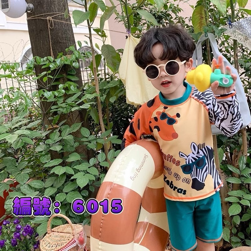 預購.男童款 長袖速乾分體泳裝 -帶泳帽-規格圖6