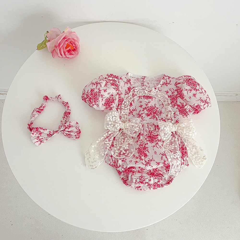 預購.甜美紅花 浪漫姐妹服 洋裝-細節圖2