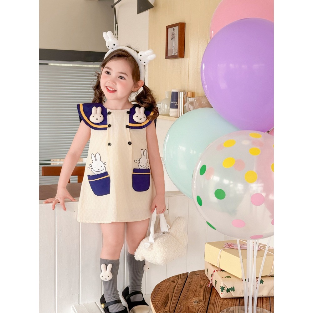 預購.韓版學院風兔子連衣裙-細節圖7