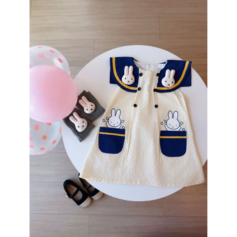 預購.韓版學院風兔子連衣裙-細節圖8