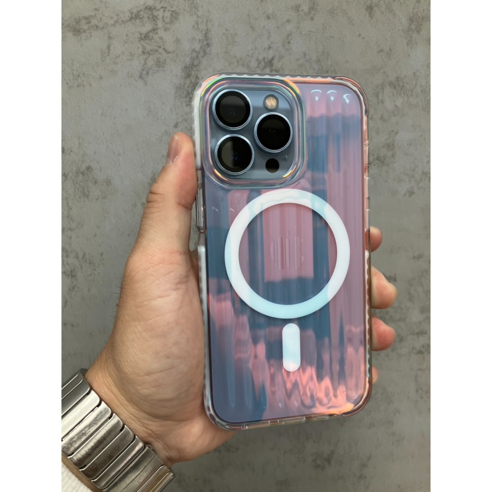 超高質感瓦楞炫光磨砂工藝 / 瓦楞邊條增加獨特美感 / 超強磁吸 iPhone手機殼 16 15 14 13 系列-細節圖4