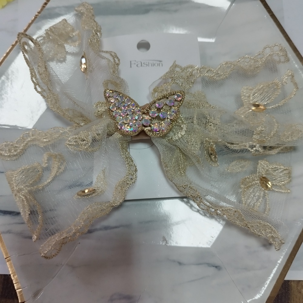 蕾絲蝴蝶大彈簧夾-細節圖2