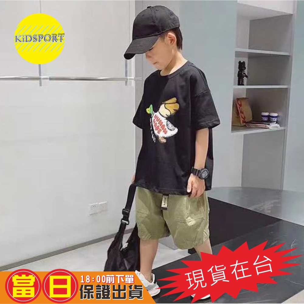 KiDSPORT🚀現貨🚀兒童男童日系帥氣五分工裝褲2023夏裝帥氣薄款工裝褲兒童中大童短褲-細節圖6