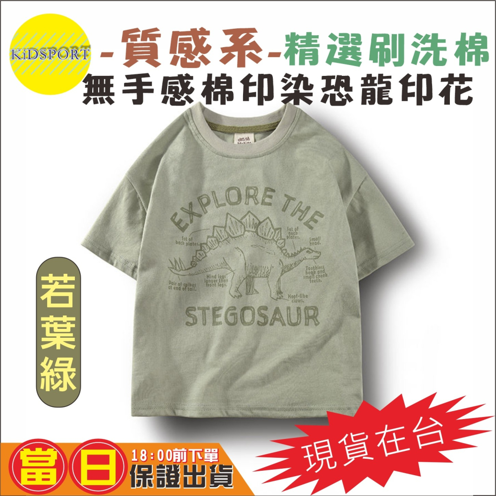 KiDSPORT🚀現貨🚀男童女童水洗棉短袖上衣恐龍無觸感印花2025夏裝帥氣百搭兒童中大童上衣潮款-細節圖2