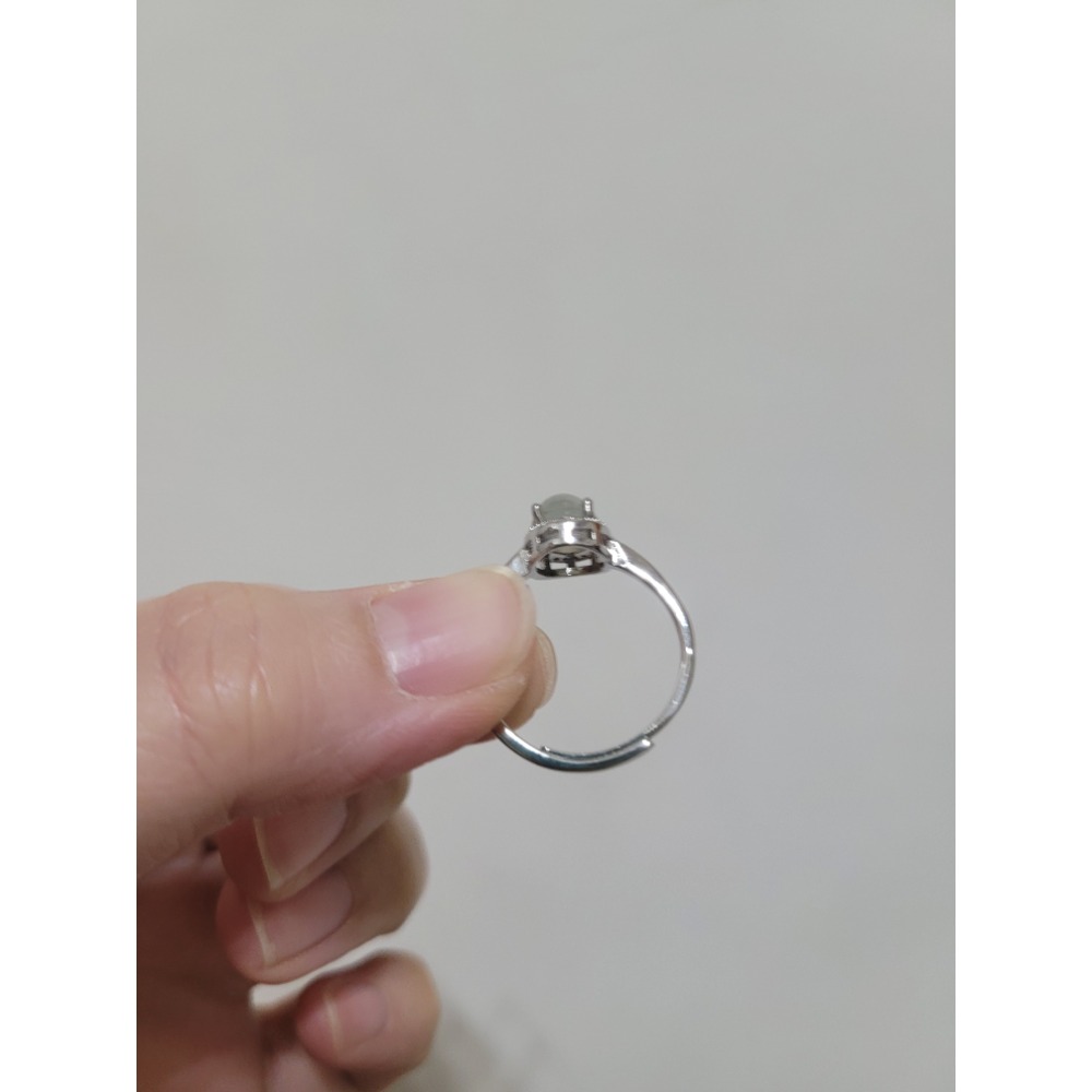 天然翡翠蛋面戒指 925銀-細節圖4