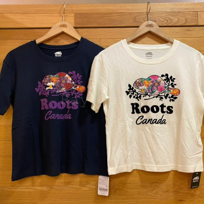 [RS代購 Roots全新正品優惠] Roots女裝 動物派對系列 花卉海狸寬版純棉短袖T恤 滿額贈購物袋