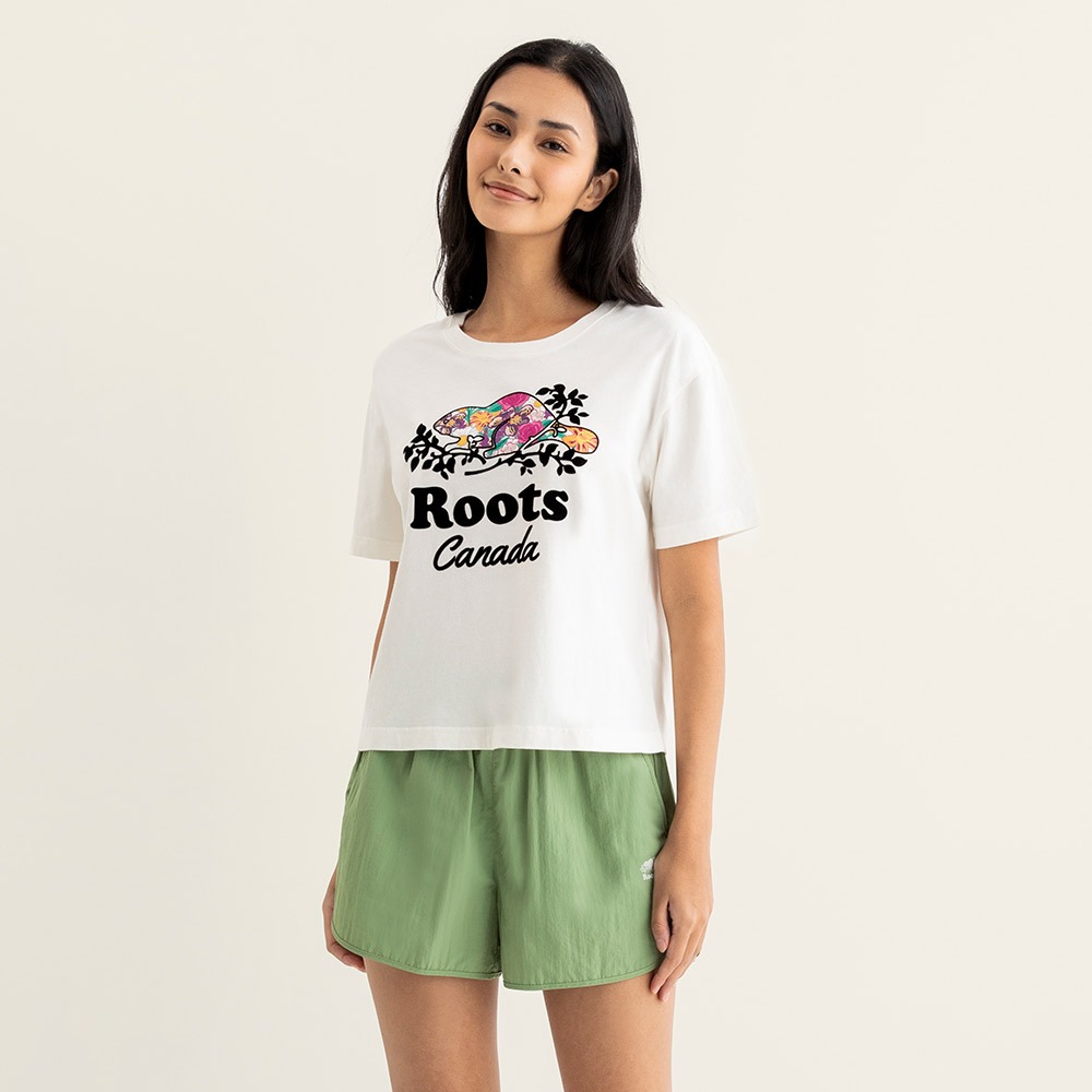 [RS代購 Roots全新正品優惠] Roots女裝 動物派對系列 花卉海狸寬版純棉短袖T恤 滿額贈購物袋-細節圖3