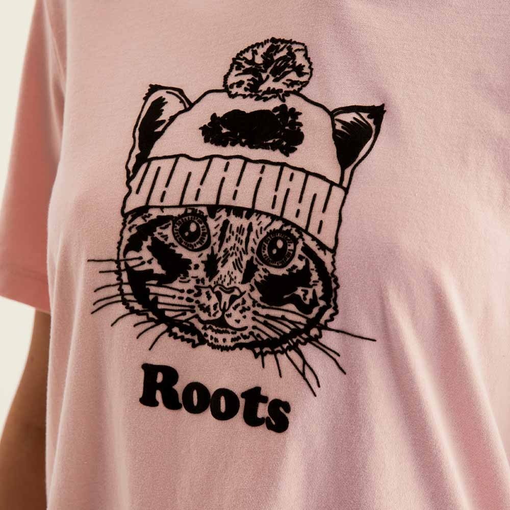 [RS代購 Roots全新正品優惠] Roots女裝-動物派對系列 毛帽貓咪純棉短袖連帽上衣 滿額贈袋子-細節圖5