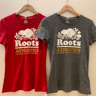 RS代購 Roots全新正品優惠 Roots女裝Roots50系列 海狸LOGO有機棉修身短袖T恤 滿額贈購物袋